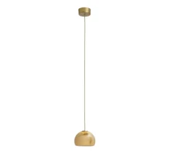 Suspension, Neil 15, albâtre, câble et rosace or satiné, LED, 2700K, 654lm, Ø15cm, H10cm - Carpyen