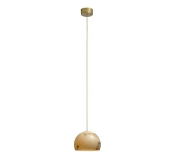 Suspension*Carpyen Suspension, Neil 21, albâtre, câble or et rosace or satiné, LED, 2700K, 654lm, Ø21cm, H14cm - blanc et or