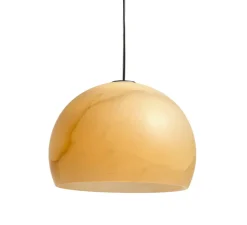 Suspension*Carpyen Suspension, Neil 25, albâtre, câble or et rosace or satiné, LED, 2700K, 910lm, Ø25cm, H18cm - blanc et or
