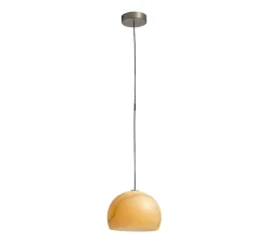 Suspension*Carpyen Suspension, Neil 25, albâtre, câble or et rosace or satiné, LED, 2700K, 910lm, Ø25cm, H18cm - blanc et or