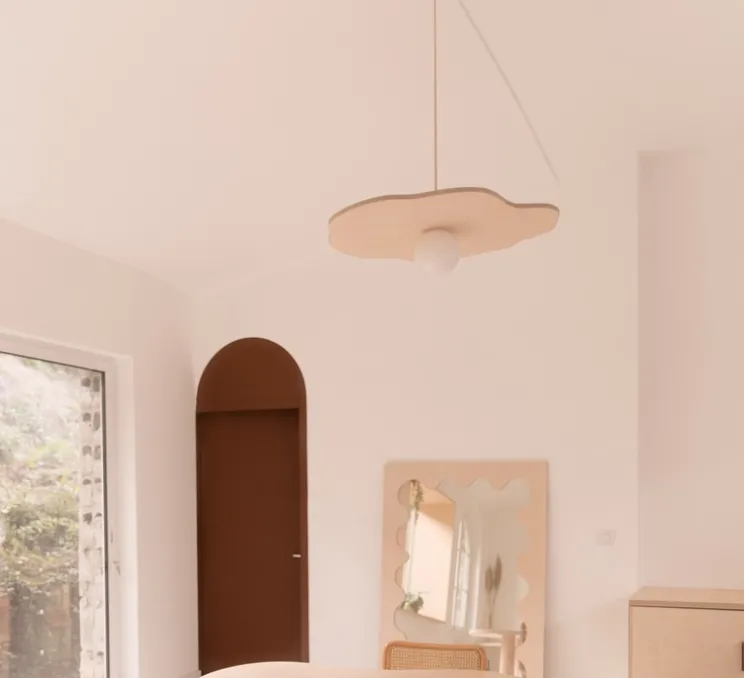 Suspension, Nenuphar grand, bois naturel, Ø78cm, H1,5cm - Little Anana