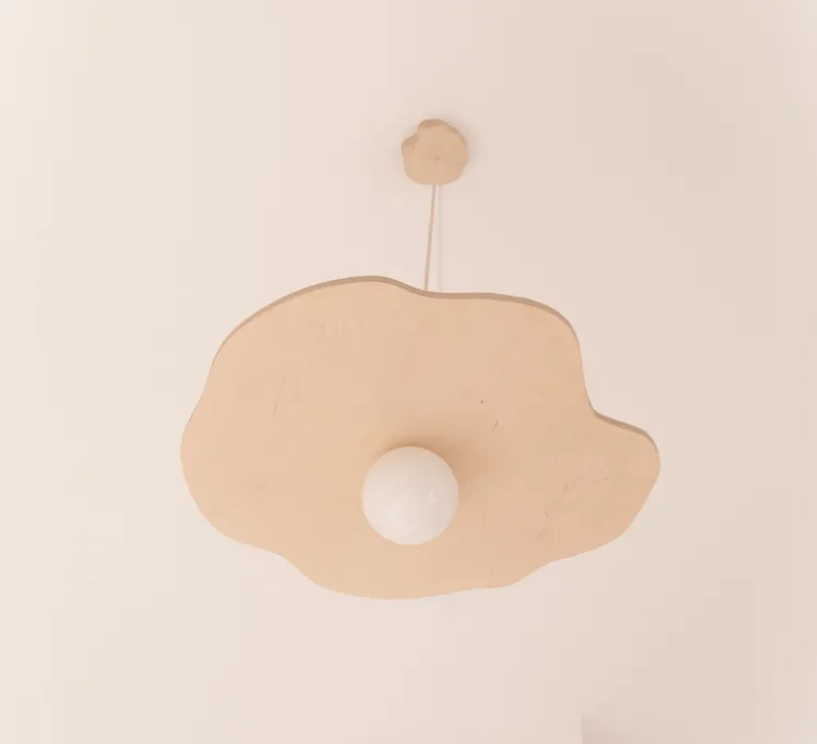 Suspension, Nenuphar grand, bois naturel, Ø78cm, H1,5cm - Little Anana