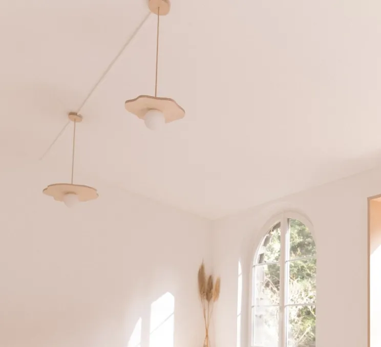 Suspension, Nenuphar petit, bois naturel, Ø35cm, H1,5cm - Little Anana