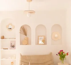 Suspension, Nenuphar petit, bois naturel, Ø35cm, H1,5cm - Little Anana