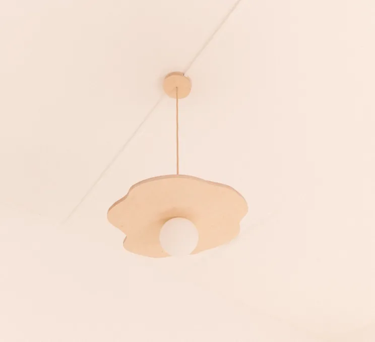 Suspension, Nenuphar petit, bois naturel, Ø35cm, H1,5cm - Little Anana