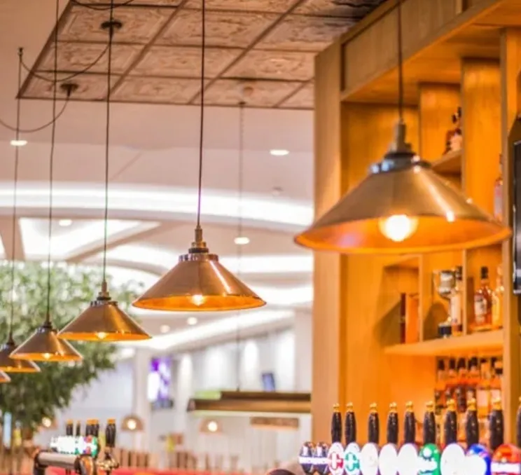 Suspension, Nerissa, Laiton antique, verre transparent, IP65, Ø37,5cm, H22cm - Mullan Lighting