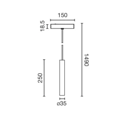 Suspension, Neso Slim Top, noir, LED, 3000K, 320 lm, Ø3,5cm, H25cm - Faro