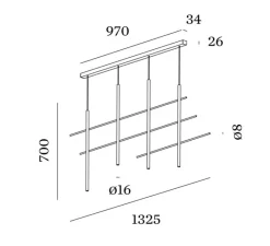 Suspension*Wever&Ducré Suspension, Net 4.0, , LED, dim, 2700K, 1000 lm, L132,5cm, H70cm - noir