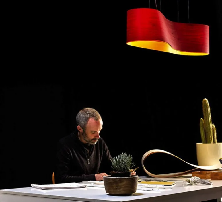 Suspension*LZF Suspension, New Wave S, , LED, H27,5cm, L102cm - rouge et jaune