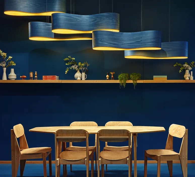 Suspension*LZF Suspension, New Wave S, , LED, H27,5cm, L102cm - turquoise et jaune