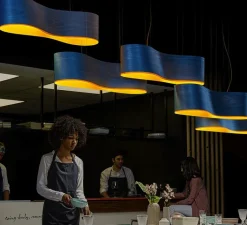 Suspension*LZF Suspension, New Wave S, , LED, H27,5cm, L102cm - turquoise et jaune