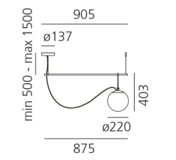 Suspension*Artemide Suspension, NH S2, , L90,5cm, H40,3cm - blanc, laiton, noir