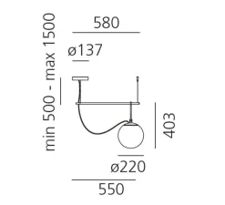 Suspension*Artemide Suspension, NH S1, , L58cm, H40,3cm - blanc, laiton, noir