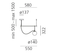 Suspension*Artemide Suspension, NH S1, , L58cm, H32,2cm - blanc, laiton, noir