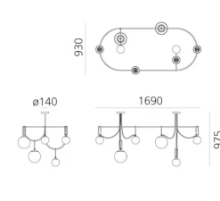 Suspension, Nh S5 Elliptic, noir, L169cm, H98cm - Artemide