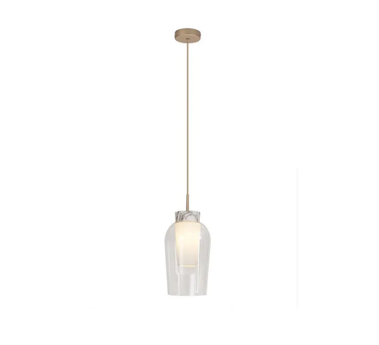 Suspension*Mantra Suspension, Nora, , Ø18cm, H38,7cm - blanc, marbre blanc, tige laiton