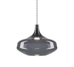 Suspension, Nostalgia cluster 24 pièces avec rosace blanche, gris fumé et cristal, LED, dim, 2700K, 1280 lm, Ø100cm, H150cm - Lodes