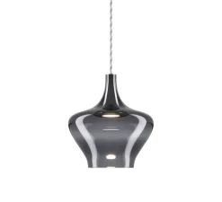 Suspension, Nostalgia cluster 24 pièces avec rosace blanche, gris fumé et cristal, LED, dim, 2700K, 1280 lm, Ø100cm, H150cm - Lodes