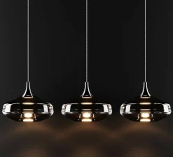 Suspension*Lodes Suspension, Nostalgia large sans rosace, chrome & fumé, LED, dim, 2700K, 1280 lm, Ø28cm, H21,5cm - chrome & fumé