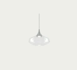Suspension*Lodes Suspension, Nostalgia large sans rosace, , LED, dim, 2700K, 1280 lm, Ø28cm, H21,5cm - verre transparent, chrome