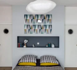 Suspension*Celine Wright Suspension, Nuage, Giboulée, , L50 cm, H35cm - Celine-Wright blanc