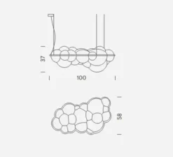 Suspension*Nemo Lighting Suspension, Nuvola minor, , LED, 2700k, 8000lm, L100cm, H37cm - blanc