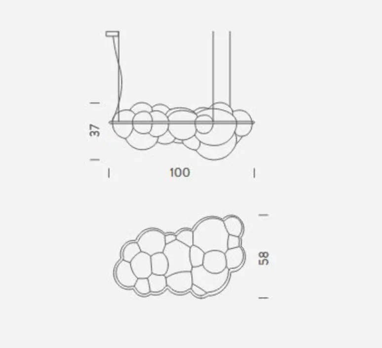 Suspension*Nemo Lighting Suspension, Nuvola minor, , LED, 2700k, 8000lm, L100cm, H37cm - blanc