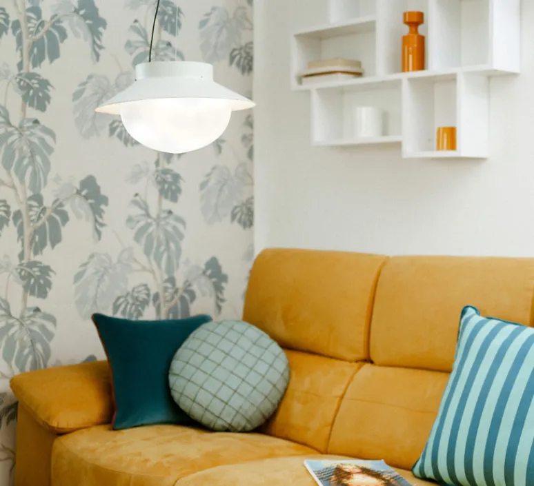 Suspension*OliveLab Suspension, Nuvole Rapide, beige, LED, dim, 3000K, 2350 lm, Ø36cm, H22cm - bleu nuit