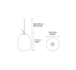 Suspension*Lodes Suspension, Oblo Large sans rosace, , LED, dim, 2700K, 1280 lm, Ø24,5cm, H34,7cm - blanc soie