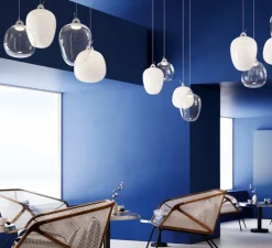 Suspension, Oblo Medium sans rosace, transparent, LED, dim, 2700K, 1280 lm, Ø20,6cm, H29,6cm - Lodes