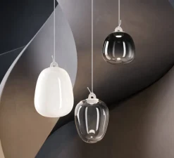 Suspension, Oblo Medium sans rosace, transparent, LED, dim, 2700K, 1280 lm, Ø20,6cm, H29,6cm - Lodes