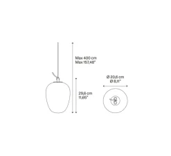 Suspension, Oblo Medium sans rosace, transparent, LED, dim, 2700K, 1280 lm, Ø20,6cm, H29,6cm - Lodes