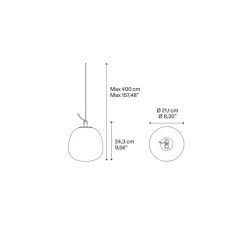 Suspension*Lodes Suspension, Oblo Small sans rosace, , LED, dim, 2700K, 1280 lm, Ø21cm, H24,3cm - transparent
