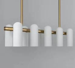 Suspension*Schwung Suspension, Odyssey Linear SM, , L114,3cm, H42,4cm - Laiton laqué bruni, verre mat