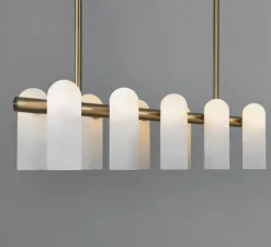 Suspension*Schwung Suspension, Odyssey Linear SM, , L114,3cm, H42,4cm - Laiton laqué bruni, verre mat