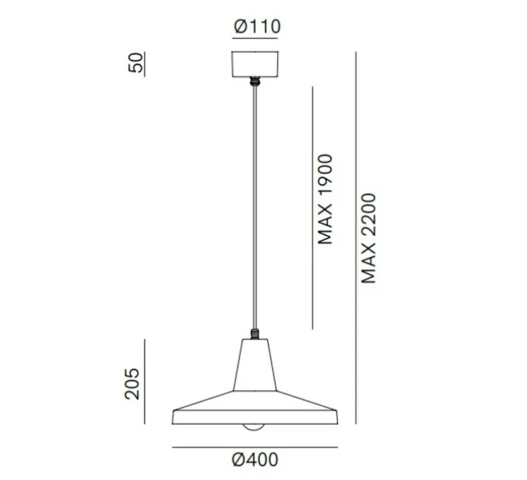 Suspension, Officina 268.02.FF, métal antique, Ø40cm, H20,5cm - Il Fanale