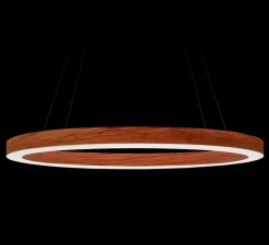 Suspension, Oh! Line, bois naturel de cerisier, rosace nickel, LED, 3000K, 2743lm, Ø80cm, H5cm - LZF