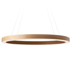 Suspension, Oh! Line, bois naturel de cerisier, rosace nickel, LED, 3000K, 2743lm, Ø80cm, H5cm - LZF