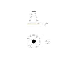 Suspension*LZF Suspension, Oh! Line, , LED, 3000K, 2743lm, Ø80cm, H5cm - hêtre naturel