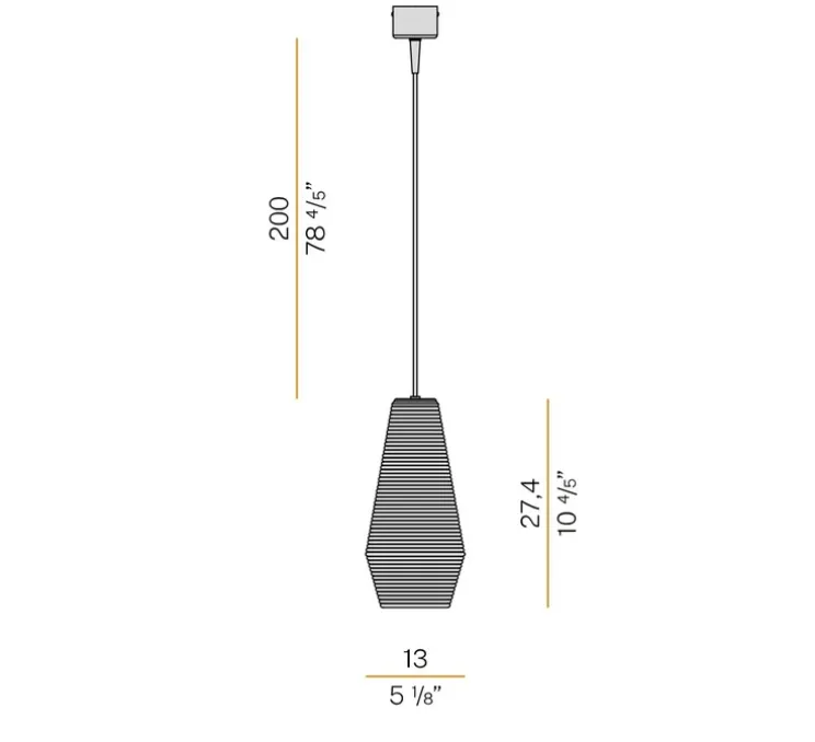 Suspension, Olivia, laiton satiné et diffuseur ambre, LED, 2700K, 1050lm, Ø13cm, H27,4cm - Panzeri