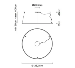 Suspension*Fabbian Suspension, OLympic F45, , dim, LED, 3000K, 7900lm, L138,7cm, H2cm - blanc