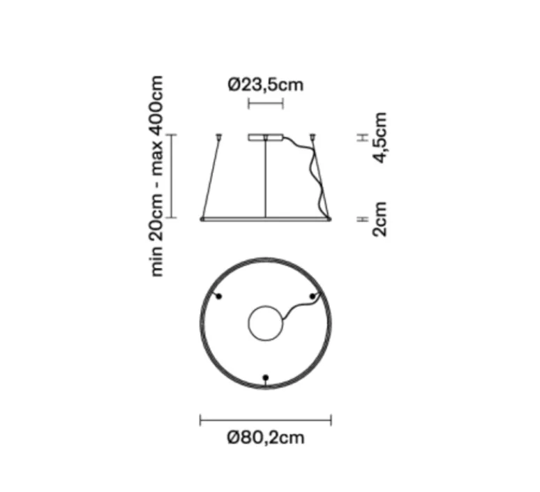 Suspension*Fabbian suspension, Olympic F45, bronze, IP40, led, 2700K, 4475lm, Ø80,2cm, H4,5cm - blanc,bronze