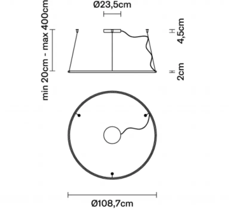 Suspension*Fabbian suspension, Olympic F45, bronze, IP40, led, 2700K, 6120lm, Ø108,7cm, H4,5cm - blanc,bronze