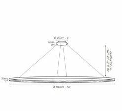 Suspension*Le Deun Suspension, Omega 200, , LED, 2700K, 3168lm, Ø187cm, H3cm - noir