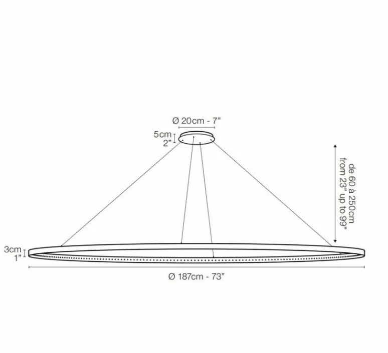 Suspension*Le Deun Suspension, Omega 200, , LED, 2700K, 3168lm, Ø187cm, H3cm - noir