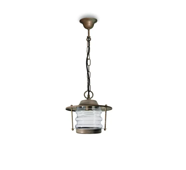 Suspension, Onda 2072, laiton vieilli, IP44, Ø26cm, H95cm - Moretti Luce