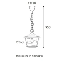 Suspension*Moretti Luce Suspension, Onda 2072, laiton vieilli, IP44, Ø26cm, H95cm - Cuivre laiton vieilli