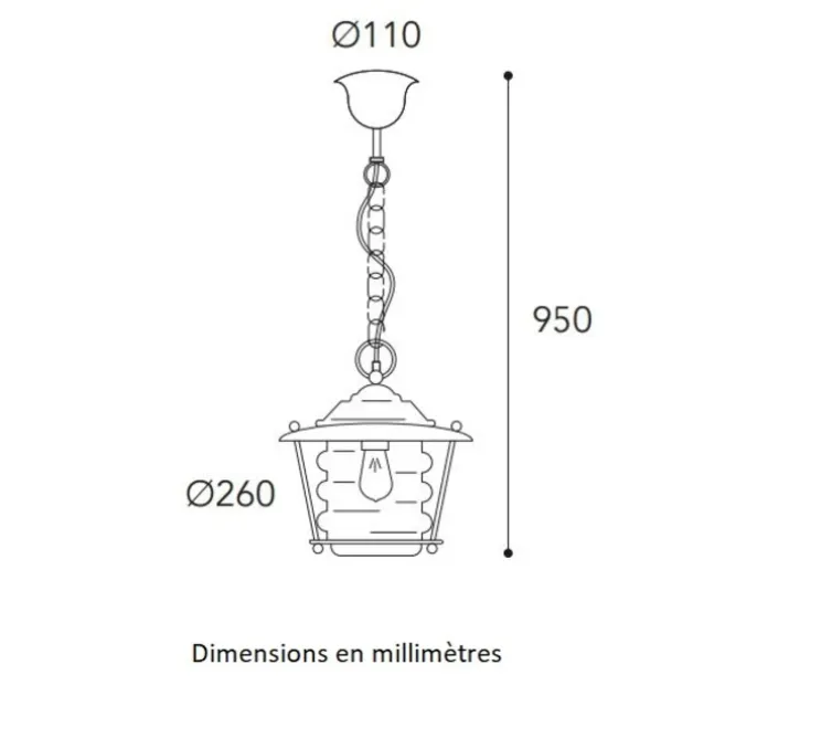Suspension, Onda 2072, laiton vieilli, IP44, Ø26cm, H95cm - Moretti Luce