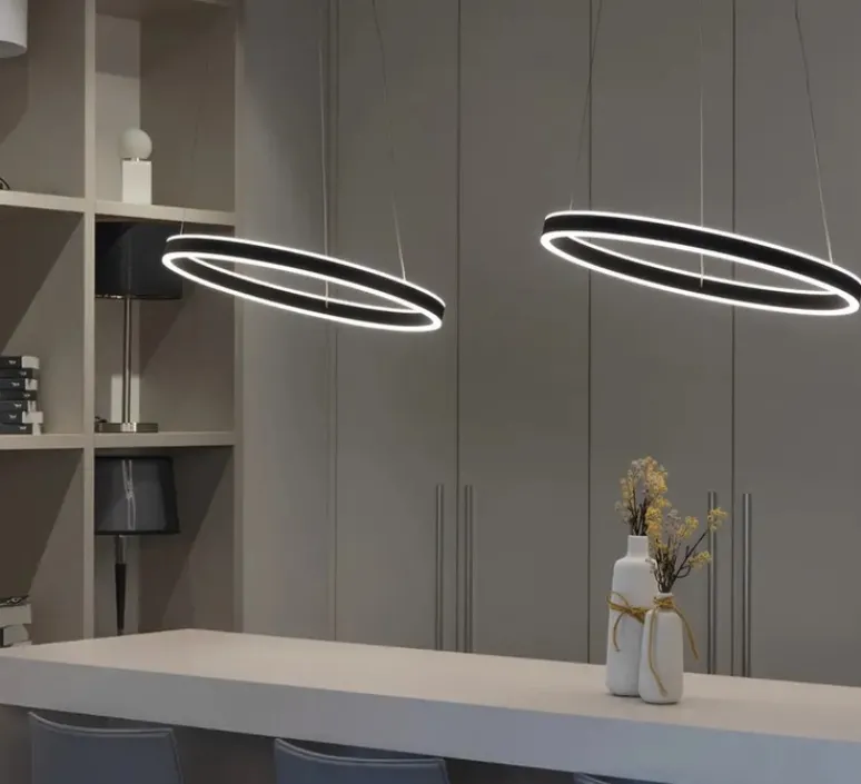 Suspension*SLV Suspension, ONE 60, , LED, dim, 3000/4000K, 800/820 lm, Ø60cm, H4,5cm - noir