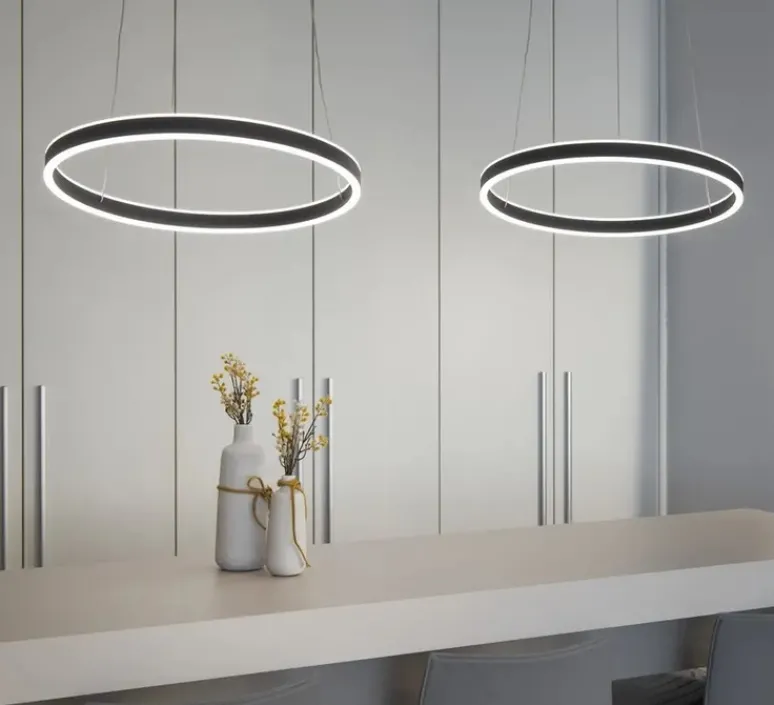 Suspension*SLV Suspension, ONE 60, , LED, dim, 3000/4000K, 800/820 lm, Ø60cm, H4,5cm - noir